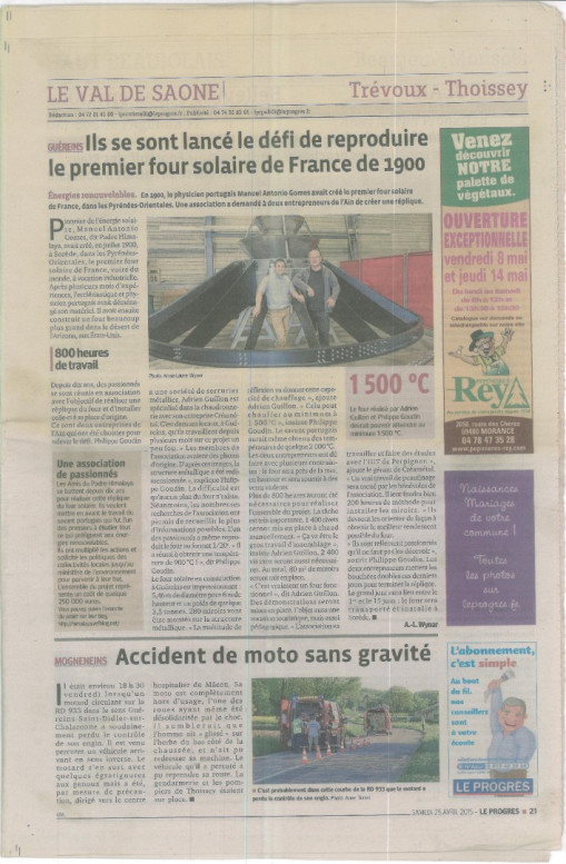 Ils se sont lancé le défi de reproduire le premier four solaire de France de 1900 - LE PROGRES