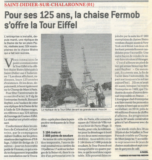 Pour ses 125ans, la chaise Fermob s'offre la Tour eiffel - LA VOIX DE L'AIN